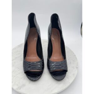 Vince Camuto black python skin 4" heels sz 10‎ NWOT